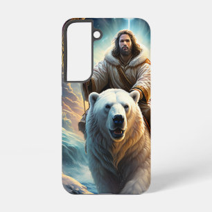 (KI-generiert) Jesus auf einem Eisbären Samsung Galaxy Hülle