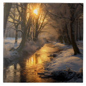 (KI generiert) Winterlandschaft Fliese (Vorderseite)