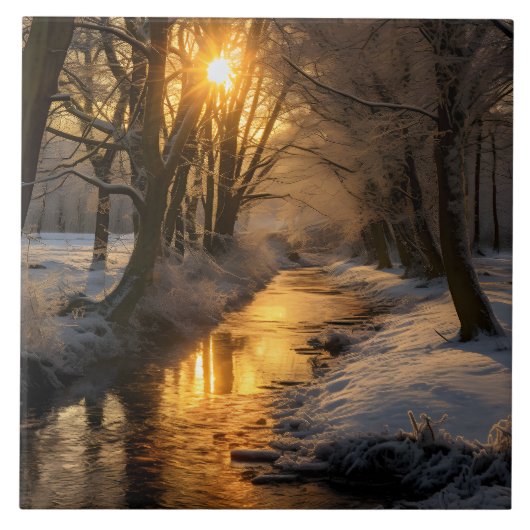 (KI generiert) Winterlandschaft Fliese (Vorderseite)