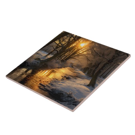 (KI generiert) Winterlandschaft Fliese (Seite)