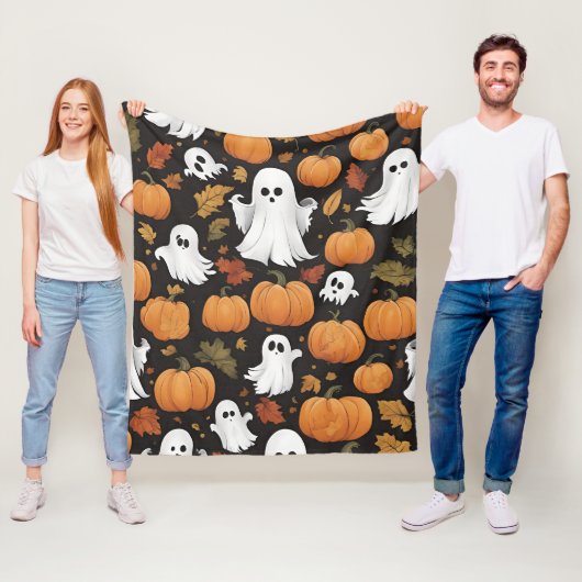 KI generierte Ghost und KürbisHalloween Fleecedecke (Beispiel)