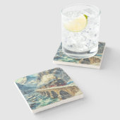 KI-generierter Dampflokzug Steinuntersetzer (Seitenansicht)