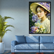 KI-generiertes schönes Blumen-Frauen-Kunstporträt