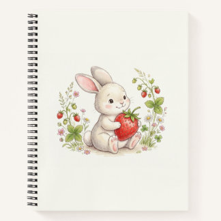 KI-Hase & Erdbeer-Blumen-Notizbuch Notizblock