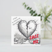 KI - herunterladbare Schwarz-Weiß-gebrochene Herzk Einladung (Stehend Vorderseite)