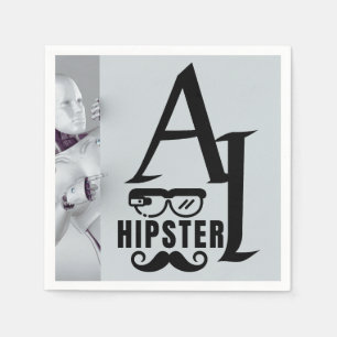 KI-Hipster mit Wearable Glasses und Mustache Serviette