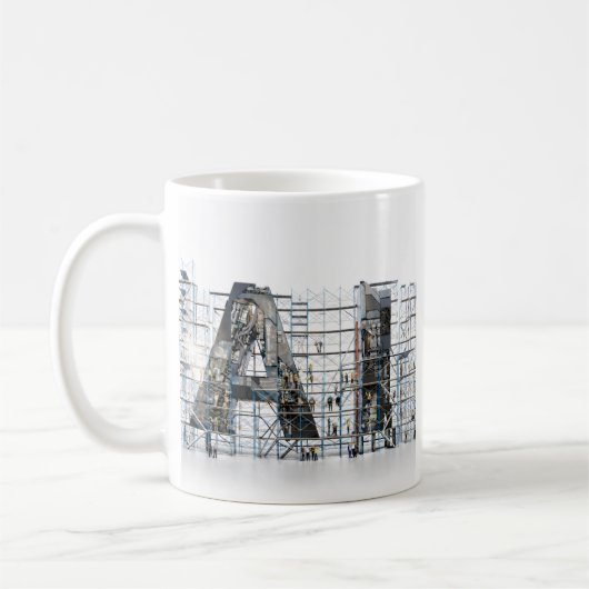 KI Industrielle Buchstabenform-Architektur-Kunst Kaffeetasse (Links)