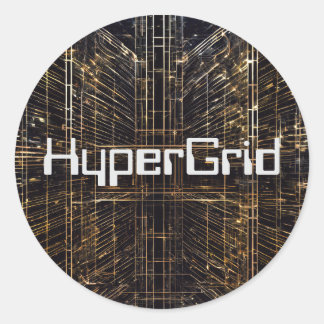 KI-inspiriertes HyperGrid-Muster  Runder Aufkleber