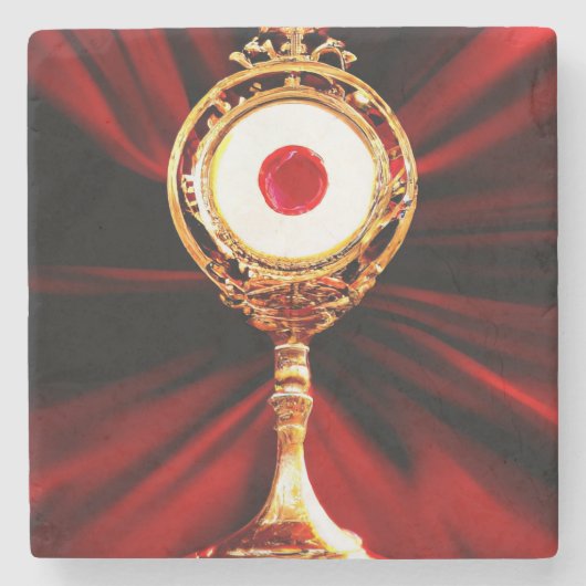 KI-Kunst eines eucharistischen Wunders Steinuntersetzer (Vorderseite)