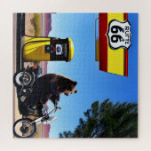KI Kunst eines schwarzen Bären auf einem Motorrad! Puzzle (Horizontal)