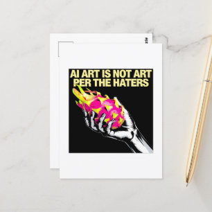 KI-Kunst ist keine Kunst laut den Hassern Hand Dra Postkarte