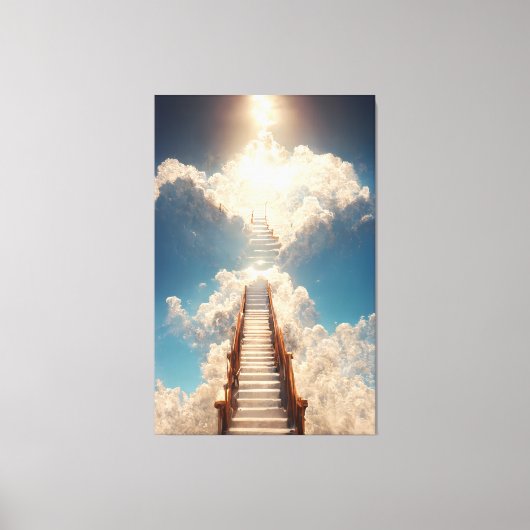 KI-Kunst - Treppe zum Himmel: Schauen Sie nicht na Leinwanddruck (Vorderseite)