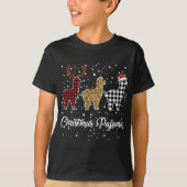Ki Niedlich Llama Christmas Pajama Leopard Kariert T-Shirt (Vorderseite)
