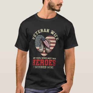 Ki Proud Veteran Ehefrau Us Flag Sonnenblume Veter T-Shirt