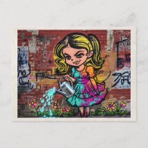 KI-Remix Mädchen Fine Art Graffiti Urban Street Ar Postkarte