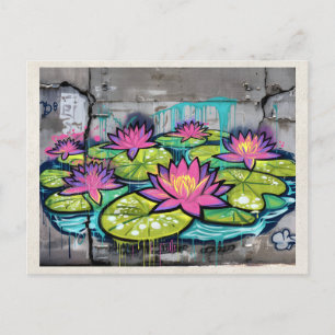 KI-Remix-Wasserlandschaft Graffiti Urban Street Ar Postkarte