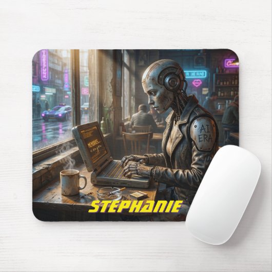 KI-Roboter Cyborg Androidin Frau Laptop Computer Mousepad (Mit Mouse)