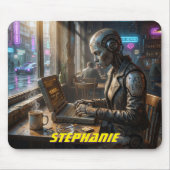 KI-Roboter Cyborg Androidin Frau Laptop Computer Mousepad (Vorne)