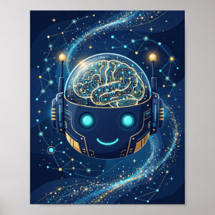 KI-Roboter-Gehirn — Futuristische künstliche Intel Poster