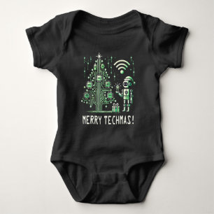 KI-Roboter mit Tech-Weihnachtsbaum – Frohe Tech-We Baby Strampler