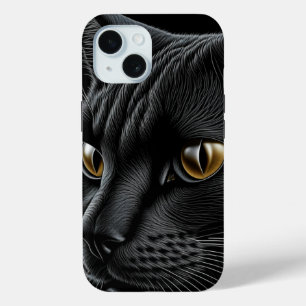 KI-Schwarze Katze mit gelben Augen Case-Mate iPhone Hülle