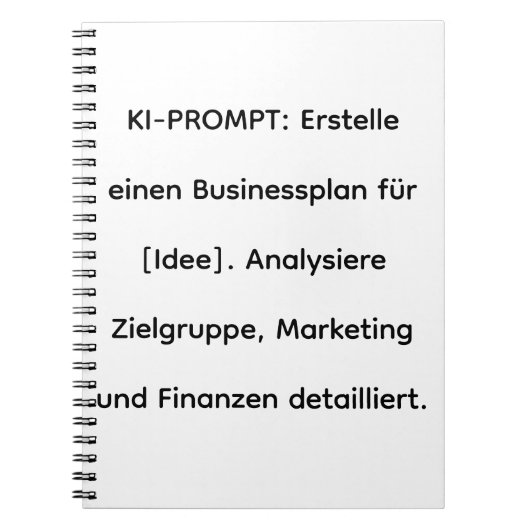​KI-Software-Tool: Businessplan-Generator 2026 Notizblock (Vorderseite)