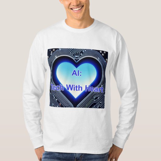 KI: Tech mit Herz Herren Langarm Weiß T-Shirt (Vorderseite)