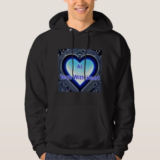 KI: Tech mit Herz Herren Schwarz Hoodie (Vorderseite)