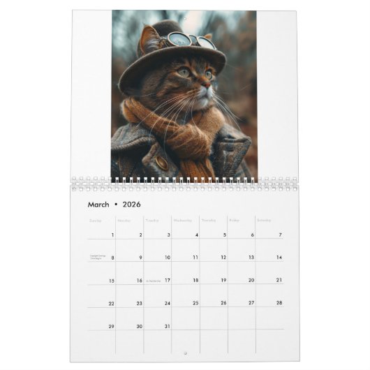 KI von Steampunkkatzen und Hunden Kalender (Mär 2026)