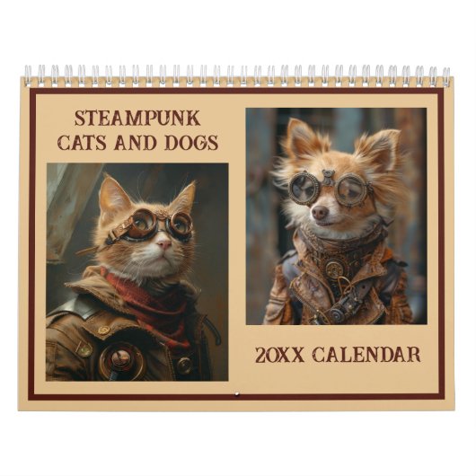 KI von Steampunkkatzen und Hunden Kalender (Titelbild)