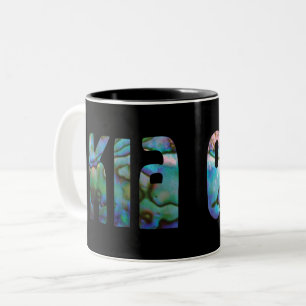 KIA ORA KIWI GREETING PAUA ZWEIFARBIGE TASSE