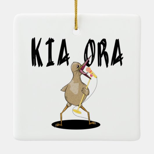Kia Ora Kiwi Keramikornament (Rückseite)