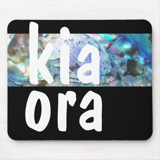 KIA ORA MAORI AOTEAROA NEW ZEALAND KIWI PAUA BLACK MOUSEPAD (Vorne)