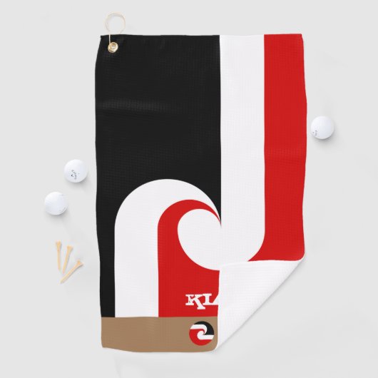 Kia Ora & Maori Flag Neuseeland mit Monogramm /Nam Golfhandtuch (Insitu)