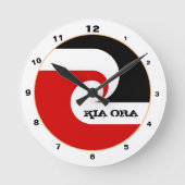 Kia Ora & Maori Flag Neuseeland Mode /Design Runde Wanduhr (Vorderseite)