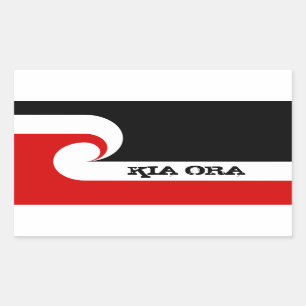 Kia Ora & Maori-Flagge, Neuseeland /Sport, Rugby Rechteckiger Aufkleber