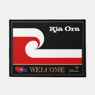 Kia Ora & Maori Wave Flag Flag mat NZ / rugby spor Fußmatte