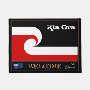 Kia Ora & Maori Wave Flag Flag mat NZ / rugby spor Fußmatte