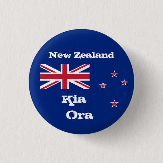 Kia Ora & Neuseeland Flaggenmode / Neuseeland Button (Vorderseite)