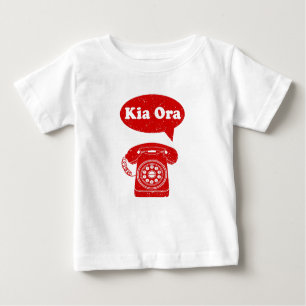 Kia Ora Te Reo Maori Language Retro Telefon Baby T-shirt