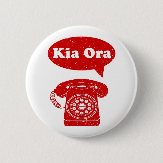 Kia Ora Te Reo Maori Language Retro Telefon Button (Vorderseite)