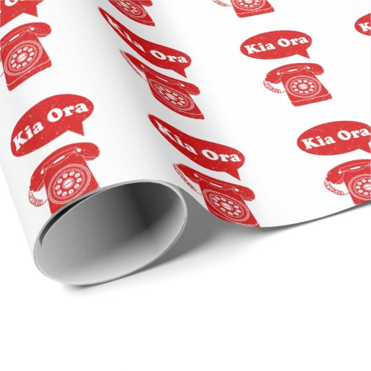 Kia Ora Te Reo Maori Language Retro Telefon Geschenkpapier (Rolleneckpunkt)