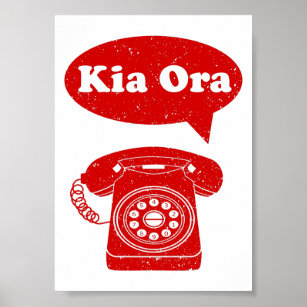 Kia Ora Te Reo Maori Language Retro Telefon Poster