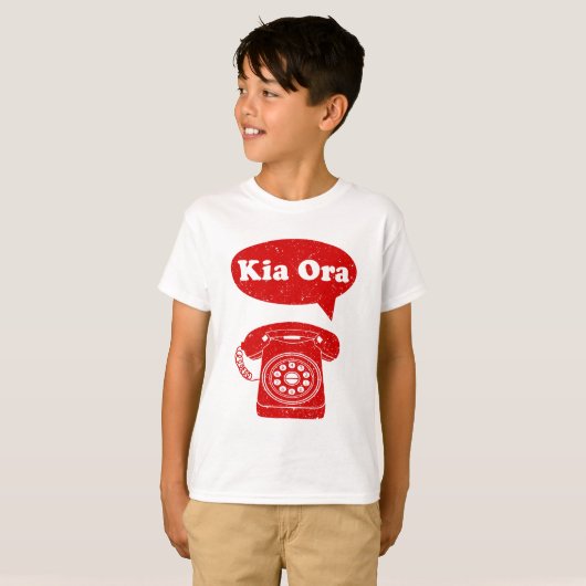 Kia Ora Te Reo Maori Language Retro Telefon T-Shirt (Vorne ganz)
