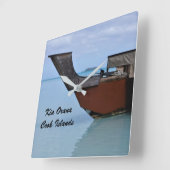 Kia Orana Polynesischer Strand und Vaka Boat Quadratische Wanduhr (Winkel)