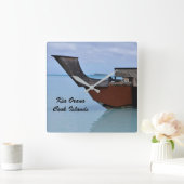Kia Orana Polynesischer Strand und Vaka Boat Quadratische Wanduhr (Zuhause)