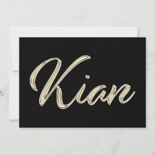 Kian Name white gold Handwriting Karte
