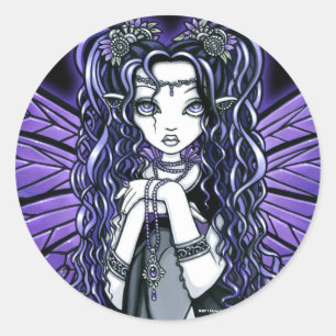 "Kiara" gotischer Schmetterlings-feenhafte Runder Aufkleber