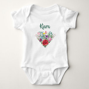 Kiara Personalize Name Flowers 2 Herz Baby Strampler