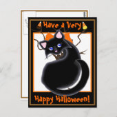 Kiara Toon Kitty Black Cat mit Tree Postcard2 Postkarte (Vorne/Hinten)